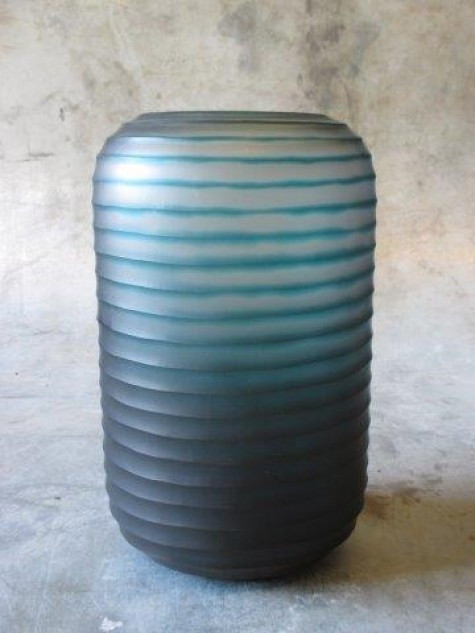 O4HOME + Cylinder vaas, gesneden aqua/grijs L